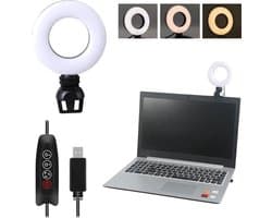 De Hobby Planeet Videogesprek Verlichting - Webcamlicht voor laptops - USB webcam licht - Klem Ringlamp - Verstelbare Kleurtemperatuur & Helderheid - Webcam- Videogesprek Licht - lamp videobellen