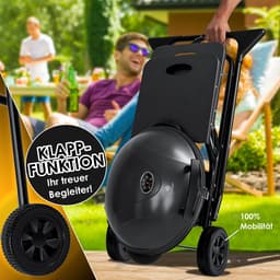 KESSER® Elektrische Barbecue 2in1 Tafelgrill 2400W - Staande Grill BBQ met deksel, Thermometer en Grillplaat - Tafelbarbecue Antiaanbaklaag met Opbergtafel en 2 wielen - Zwart — thumbnail 4