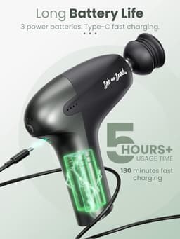 Massage Gun, Mini Spier Massage Pistool, Draagbare Massager Massagepistool Percussie Deep Tissue Spiermassager Handmassageapparaat met 10mm Amplitude en 5 Massagekoppen — thumbnail 3