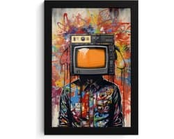 Fotolijst incl. Poster - Televisie - Graffiti - Mens - Kleuren - 20x30 cm - Posterlijst