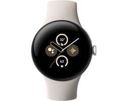 Google Pixel Watch 2 - Zilver - Met GPS - Hartslagmonitor - Stressmanagement - Beige Siliconenband