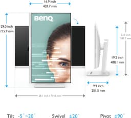 BenQ 32 inch Monitor GW3290QT - QHD - Ergonomic Eye-Care Monitor - 75Hz - USB-C (65W) - Daisy Chain via DP-out - LED - IPS - 2 x 2W Speakers - Wit — thumbnail 4