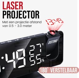 DistinQ Wekkerradio met Projectie en USB - Projectiewekker  - Weerstation temperatuur aanduiding - Snooze-functie — thumbnail 3