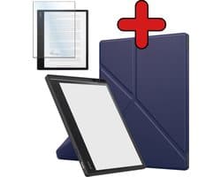 Hoes Geschikt voor Kobo Elipsa 2E - Met Screenprotector - Luxe E-reader Trifold Case - Bescherm Hoesje Book Cover - Donkerblauw