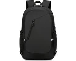 Coverzs Rugtas met Laptopvak (25 L inhoud) - Rugzak voor school of werk - Incl. 15.6 inch laptop vak met bescherming - Compacte Stevige schooltas - Comfortabele backpack - rugtas heren / dames - Inclusief Cijferslot - Zwart