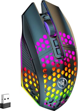 HXSJ T500 Draadloze Gaming Muis - Ultra licht - RGB Verlichting - Licht zwart — thumbnail 1