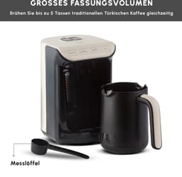 KARACA Hatır Roast Turks Koffiezetapparaat – Crème – capaciteit: 5 Kopjes – Extra Schuim – 535W – Spraak- & Lichtwaarschuwingssysteem – Inclusief Maatlepel – Eenvoudig te Reinigen — thumbnail 3