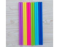 Let op type!! 10 PC's Food Grade siliconen rietjes Cartoon kleurrijk drankje Tools met 1 borstel  rechte pijp  lengte: 25cm  buitendiameter: 11mm  binnendiameter: 9mm  willekeurige kleur levering