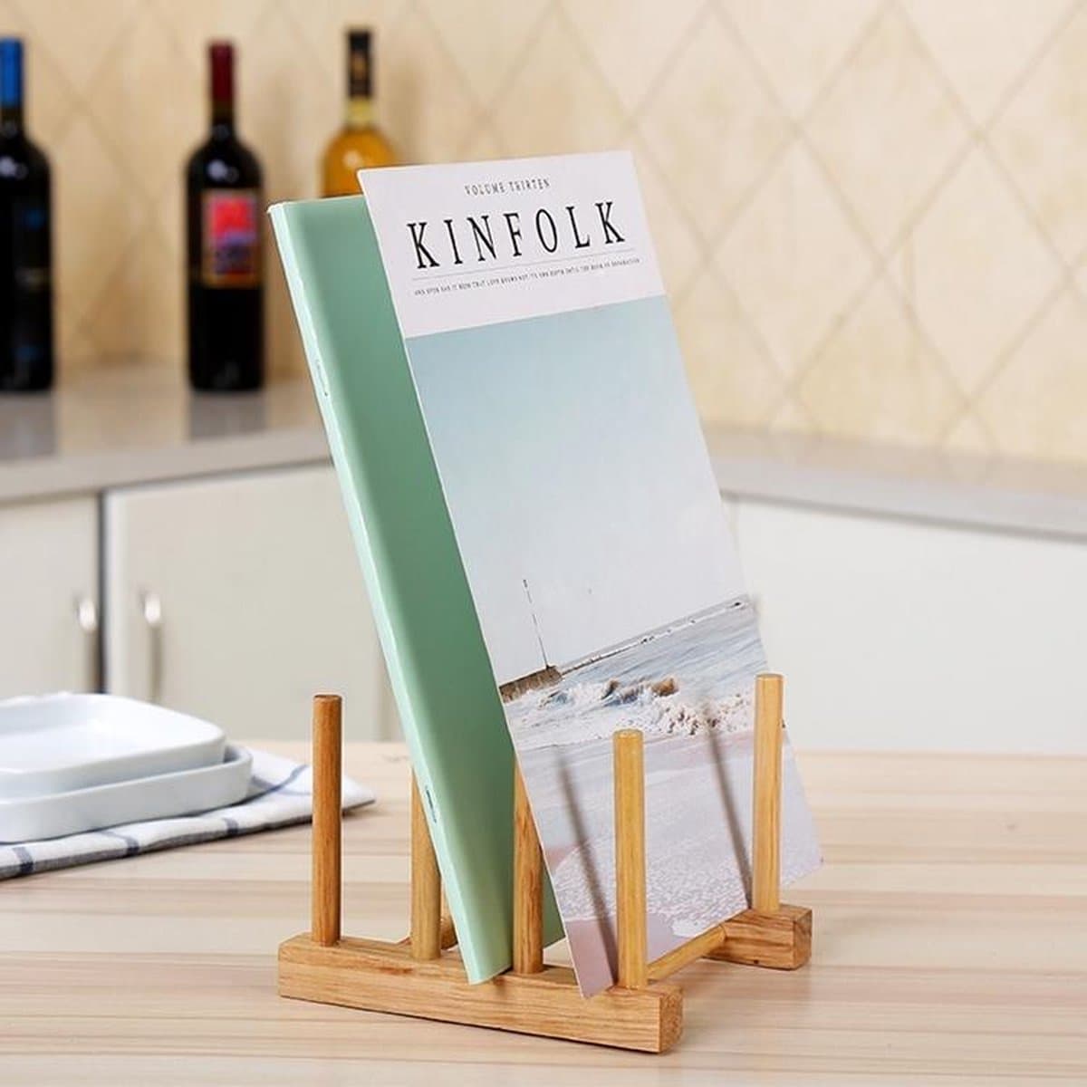 Massief hout schotel DRIP rack Plaathouder  maat: 14x12x10cm — afbeelding 1