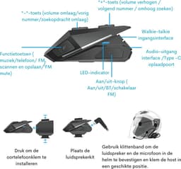 Motorhelm Koptelefoon - Draadloze Handsfree Motorhelm Koptelefoon, Muziek Luidsprekers, Microfoon Call Control, Anti-interferentie Koptelefoon — thumbnail 4