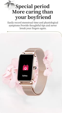 DrPhone Ai Hydro2 Smartwatch - Vrouwen / Dames Horloge – Hartslag / Bloeddruk & Zuurstof Metingen – Menstruatie- en slaapmonitor - Stappenteller - 12 sportactiviteiten - Rosegold — thumbnail 5