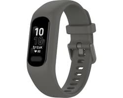 Siliconen Smartwatch bandje - Geschikt voor Garmin Vivosmart 5 siliconen bandje - donkergrijs - Strap-it Horlogeband / Polsband / Armband