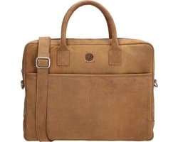 Castillo LS Leren Laptoptas / Aktetas - Geschikt voor 14 inch Laptop | 30x39x6cm | Vintage-Used Look | Leren Laptop Tas voor Dames & Heren - Cognac