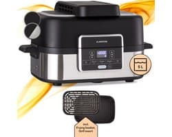 Klarstein 2-in-1 Heteluchtfriteuse met Grill, Airfryer met Snelle Opwarming 1500 W, XL Heteluchtfriteuse, Hetelucht Friteuse om te Frituren, Heteluchtfriteuse + Accessoires, Grillplaat, Frituurmand, 5 L