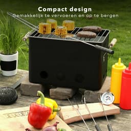 BBQ Kubus - Mini-Barbecue - Mat Zwart - Compacte Eenpersoons Barbecue - 18x15xH15 cm - Geschikt voor Houtskool - Draagbare Grill voor Outdoor Gebruik - Kleine BBQ voor Picknicks - Kamperen - Tuinfeestjes — thumbnail 5