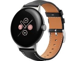Strap-it Leren smartwatch bandje met gespsluiting - geschikt voor de grotere Google Pixel Watch 3 - 45mm (zwart)
