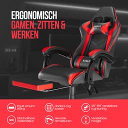 Avalo Gaming Stoel - Gamestoel - Ergonomische Bureaustoel Verstelbaar - Game Stoel - Gaming Chair - Zwart/Rood — thumbnail 2