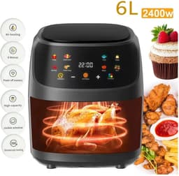 Comnox - Heteluchtfriteuse - 6L Inhoud - Airfryer - 2400W - Met LCD scherm - Zwart — thumbnail 1