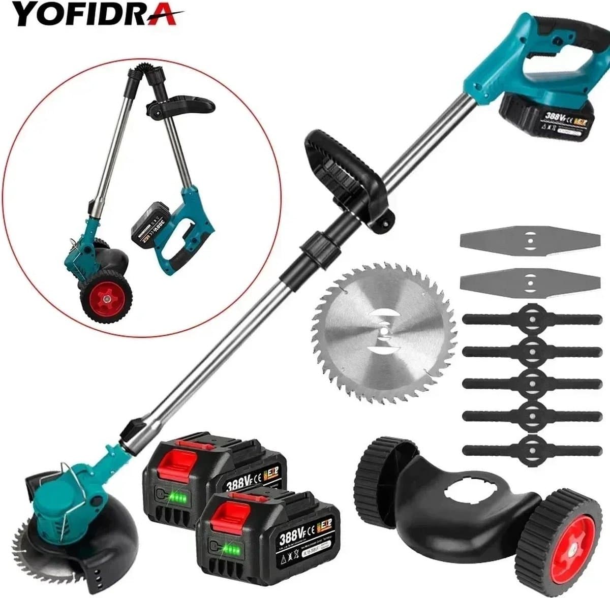 Grasmaaier - Grastrimmer - Inclusief 2 Accu´s & Oplader - Ontkruid - Maaier - Kantelmaaier - Groen — afbeelding 1