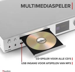 Audizio Bolzano Internetradio met DAB+ en FM - Met CD speler, Bluetooth en Spotify Connect - Zilver — thumbnail 4