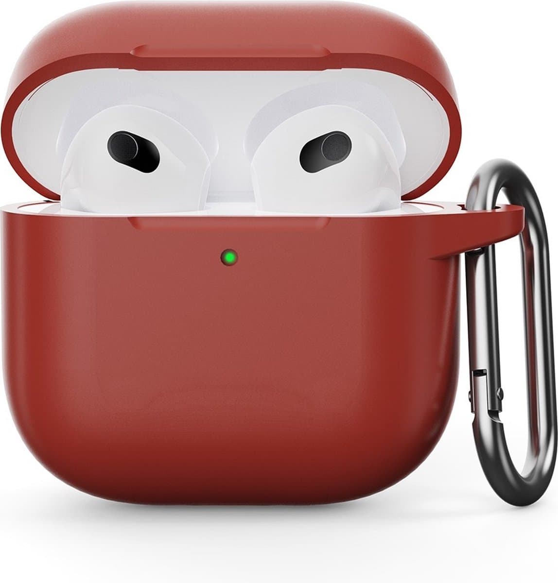 Coverup Hoesje - Geschikt voor AirPods 4 Hoesje - Coverup Siliconen AirPods Case met Sleutelhanger - Donkerrood — afbeelding 1