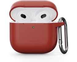 Coverup Hoesje - Geschikt voor AirPods 4 Hoesje - Coverup Siliconen AirPods Case met Sleutelhanger - Donkerrood