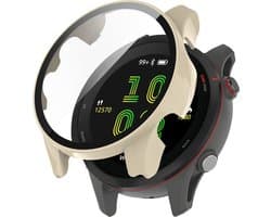 Watch case screenprotector - hoesje - gehard glas - geschikt voor Garmin Forerunner 255 S - beige