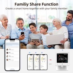 Thermostaat | Wifi | Tiptoetsbediening | Opbouw | Verwarmen | Tuya Smart Life | Zwart — thumbnail 3