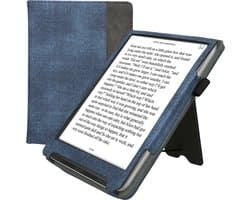 kwmobile flip cover voor e-reader - geschikt voor Pocketbook InkPad 4 / Color 3 / Color 2 / Vivlio InkPad 4 / InkPad Color 3 - Van imitatieleer en -suède - In donkerblauw / donkergrijs