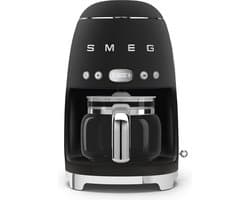 SMEG DCF02BLMEU Filterkoffiemachine - Koffiezetapparaat - 10 Koppen - Warmhoudfunctie 40 min - Aroma Instelling - Programmeerbare Startfunctie - 50’s Style - Mat Zwart