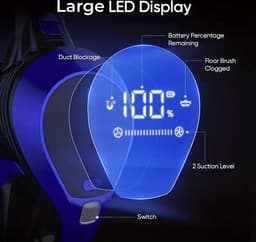 Draadloze Steelstofzuiger - Incl. Extra 2-in-1 Mondstuk - Met LED-Display - 120W - Meerdere Zuigstanden - Geschikt Voor Tapijt, Harde Vloeren En Dierenhaar - 20 Tot 30 Minuten gebruik - 2200Mah - Blauw/Zwart — thumbnail 2