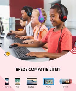 StayPowered Kinder Koptelefoon - Comfortabel en Duurzaam Ontwerp - HD Microfoon - Opvouwbaar Ontwerp - Rijke Stereo Bass - Verwikkelingvrij Nylon Kabel - Verstelbare Pasvorm - Universele 3,5 mm Jack - Zwart/Rood - Levering Sneller dan Aangegeven! — thumbnail 5