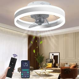 Plafondventilator Met Verlichting - Smart Lamp Met Afstandsbediening – Plafonniere Keuken Lamp Met 6 Ventilatiesnelheden - Woonkamerlamp – Plafond Ventilator Lamp Met Timer - Wit — thumbnail 1