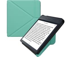 kwmobile e-reader hoesje geschikt voor Kobo Libra H2O hoes - Ereader flip case met standaard - E reader cover van kunstleer - In mintgroen