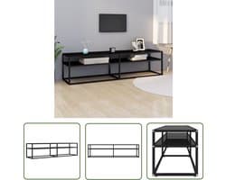 vidaXL Televisie Kast - Tv-meubel - Tv-meubel 160x40x40,5 gehard glas zwart - Media Kast - Salon Meubilair - Modern Tv-meubel