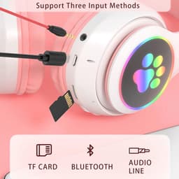 Bluetooth Hooftelefoon voor Kinderen met Kattenoren en LED Licht - Draadloos en Bekabeld, Verstelbaar en Opvouwbaar — thumbnail 3
