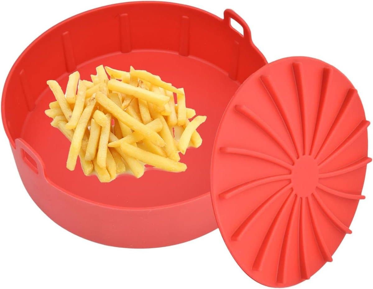 Vervanging Rode Siliconen Mand voor Air Fryer Pot - Multifunctionele Siliconen Pad en Stoomboot Liners - Accessoires voor Air Fryer Oven - Meer Dan 7.5in — afbeelding 1