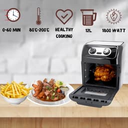 Just Perfecto 12-in-1 Airfryer Oven XXL 12l - 1800W - Inclusief 7 Accessoires - RVS - Heteluchtfriteuse Oven - 12 Programmas - Braden, Grillen, Bakken, Roosteren én Frituren En Meer - Ideaal Kerst En Nieuwjaar geschenk! — thumbnail 5