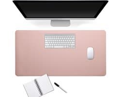 kwmobile bureau onderlegger van imitatieleer - 80 x 40 cm - Voor muis, toetsenbord, laptop - Bureaumat in oudroze / bruin