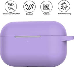 Hoesje - Geschikt voor Apple AirPods Pro 2 - Siliconen Hoes met Clip - Silicone Case Cover - Lila — thumbnail 5