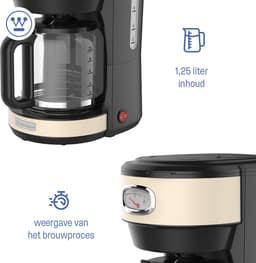 Westinghouse Retro Filter-koffiezetapparaat – Filterkoffie – Herbruikbaar Filter – 1,25L – 10 Koppen – 1000W – Beige — thumbnail 2