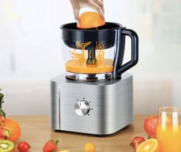 Keukenmachine - Alles in 1 keukenmachine - Multifunctionele keukenmachine - Vleesmolen - Garde - Kneder - Shredder - Sinaasappelpers - Hakselaar - Blender - 1100W - Zilver — thumbnail 2