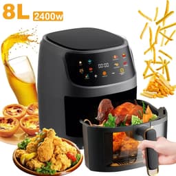 Luchtfriteuse - Met Touchscreen - Temperatuurregeling En Display - Programmeerbaar - 2400W - 8 Liter — thumbnail 1