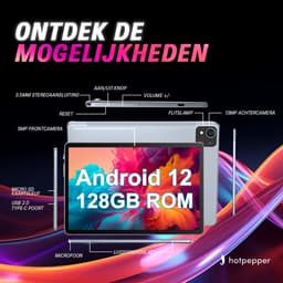 Hot Pepper DT20 - Android 12 (2024) Tablet - WiFi - 6GB RAM - 128GB - Octa Core Processor - 10.1 inch - GPS - 7000 mAh - Grijs — thumbnail 3