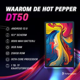Hot Pepper DT50 Android Tablet 10 Inch - Met Toetsenbord en Tablet Hoes - 8 GB RAM - 256 GB Geheugen — thumbnail 4