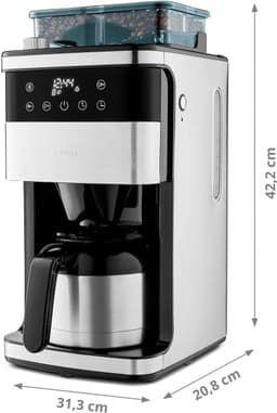 MEDION koffiezetapparaat met molen en thermoskan (1 liter, max. 8 kopjes, 8 maalinstellingen, max. 1000 watt, timer, LED-display, druppelstop, permanent filter, MD19911) — thumbnail 3