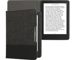 kwmobile hoes geschikt voor Kobo Aura Edition 2 - Canvas beschermhoes in antraciet / zwart - Voor e-reader -