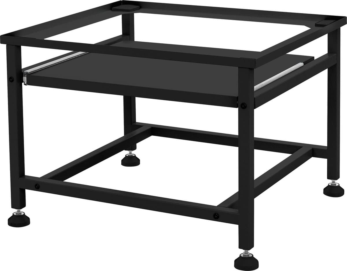 Wasmachine verhoger, Wasmachine Onderstel 62,5x53,5x45 cm met uitschuifbaar plateau in zwart ML design — afbeelding 1
