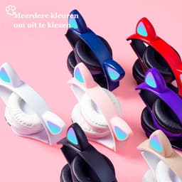 KINSI Bluetooth Gaming Headset - Stylish Kat Oor Design met LED - Verlichting! Perfect voor Meisjes, Compatibel met Alle Apparaten (Tablet / Computer / Telefoon) — thumbnail 7