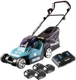 Makita DLM 382 PG4 accugrasmaaier 36 V ( 2x 18 V ) 38 cm 40 l + 4x accu 6.0 Ah + dubbele lader — thumbnail 2